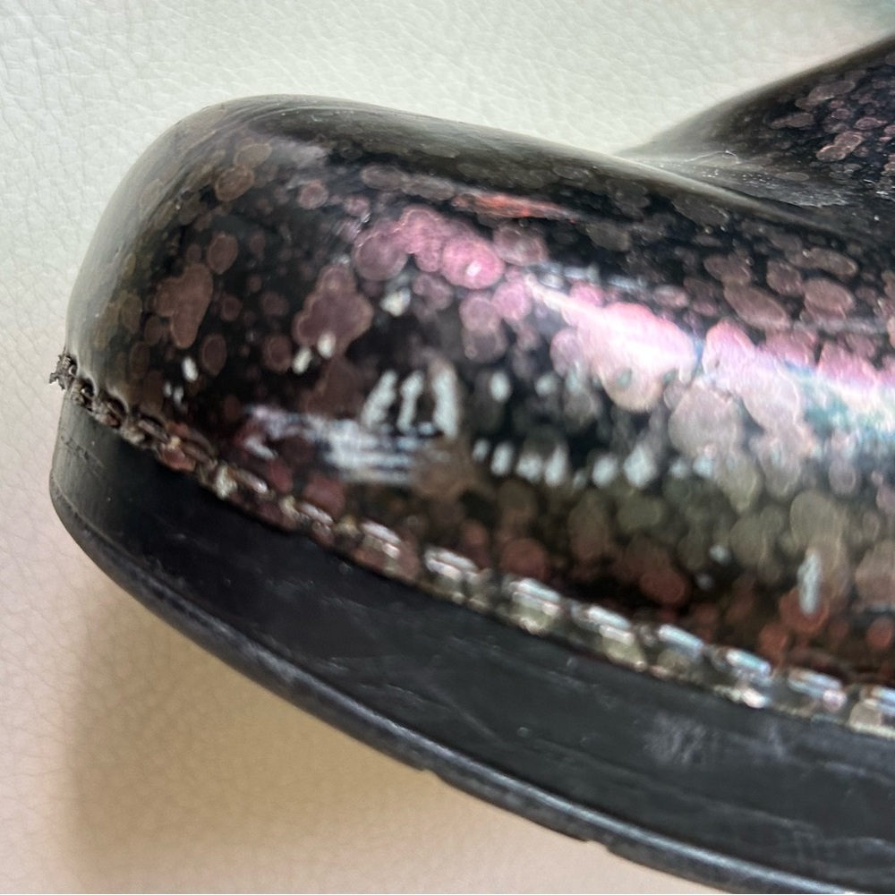 Dansko Black Patent Leather Iridescent Water Drop Pattern Clog Size 40 EU/ 10 US - Picture 8 of 11